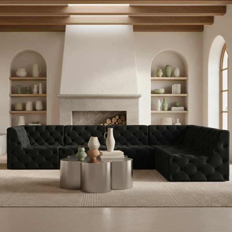 Canapé modulaire Klecka, Velours noir