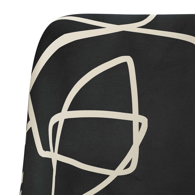 Pensford 20'' H Cotton Upholstered Parsons Chair, Mona Abstract Black, Black Wood