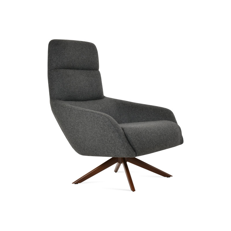 Fauteuil Sword, Laine gris foncé, Noyer