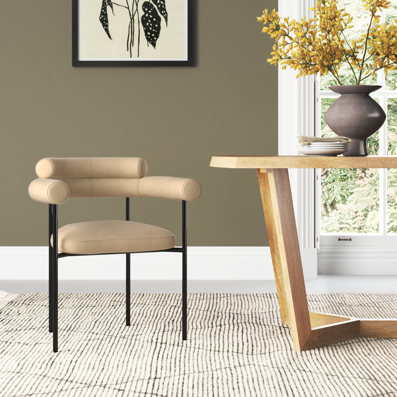 Bellport Curved Back Dining Chair, Light Brown Velvet