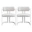 Ensemble de 2 chaises de salle à manger rembourrées, fauteuil en tissu avec assise beige et structure en métal blanc, capacité de poids de 265 lb