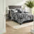 Modern Black King Bedding Sets, 7 Piece Cotton Printed Comforter Set, Oeko Tex Certified