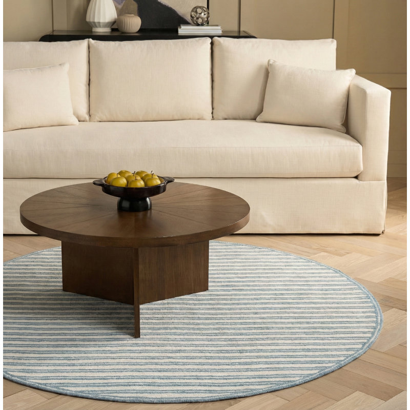 Tapis d'intérieur rayé en coton touffeté à la main Martha Stewart, Rond 6 pi 0 po x 6 pi 0 po