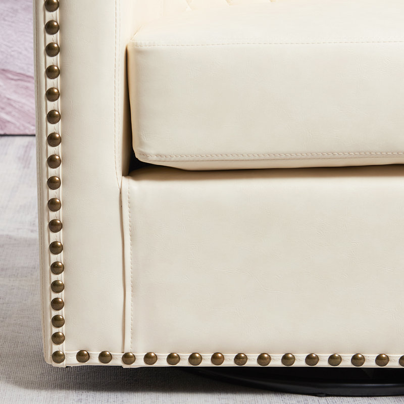 Petit fauteuil pivotant 29 po Oscar, Similicuir crème