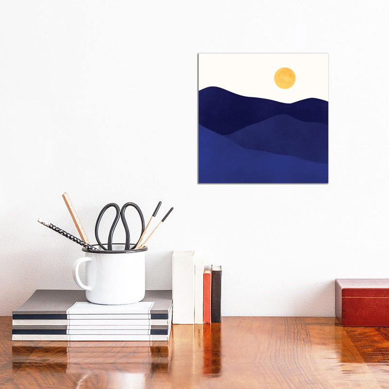 Indigo Mountain Landscape by Modern Tropical - Wrapped Canvas Painting, 30.48 cm H x 30.48 cm W
