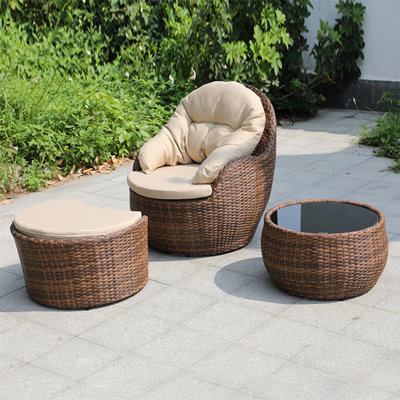Daiva Wicker - Person Patio Conversation Set with Cushions