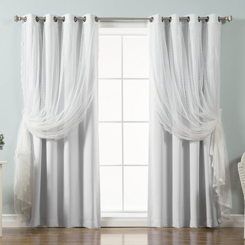 Tulle Polyester Room Darkening Curtain Panels, Vapor, 52" W x 96" L