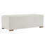 Simple long tabouret rectangulaire blanc, salon, chambre à coucher, entrée, matériau de peau, base silencieuse, palette de couleurs à faible saturation, dimensions ergonomiques, trépied en bois massif stable