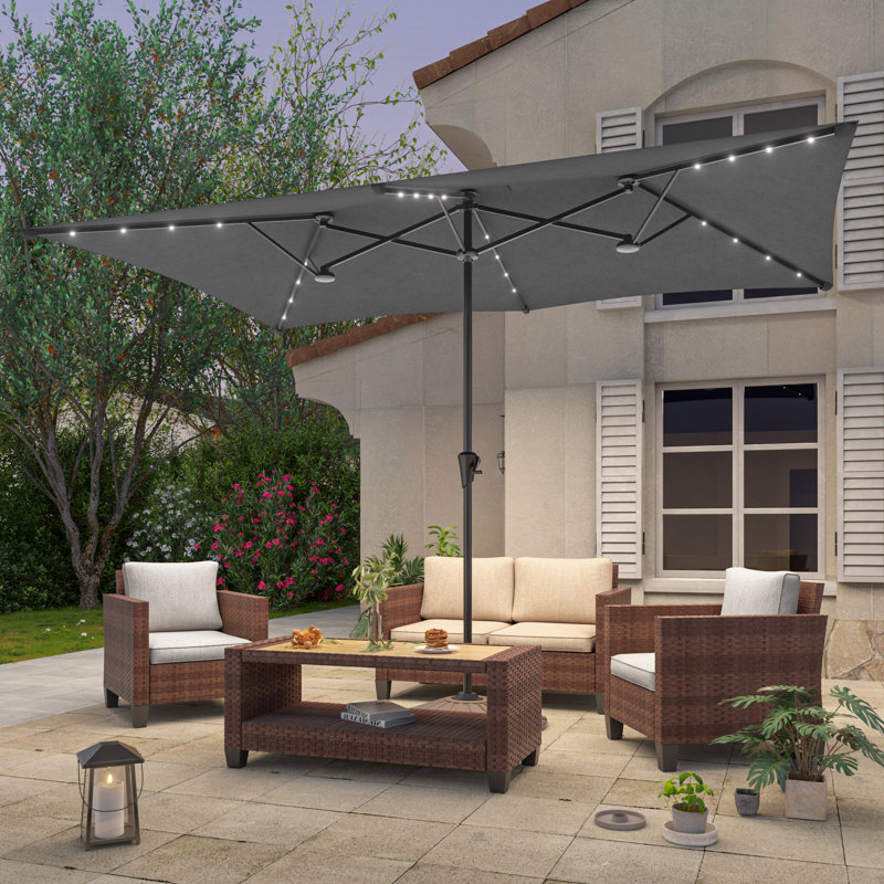 Parasol d'extérieur à DEL 11x7Ft, Gris