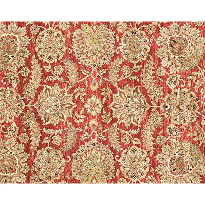 High-Quality Hand-Knotted Red And Green Area Rug