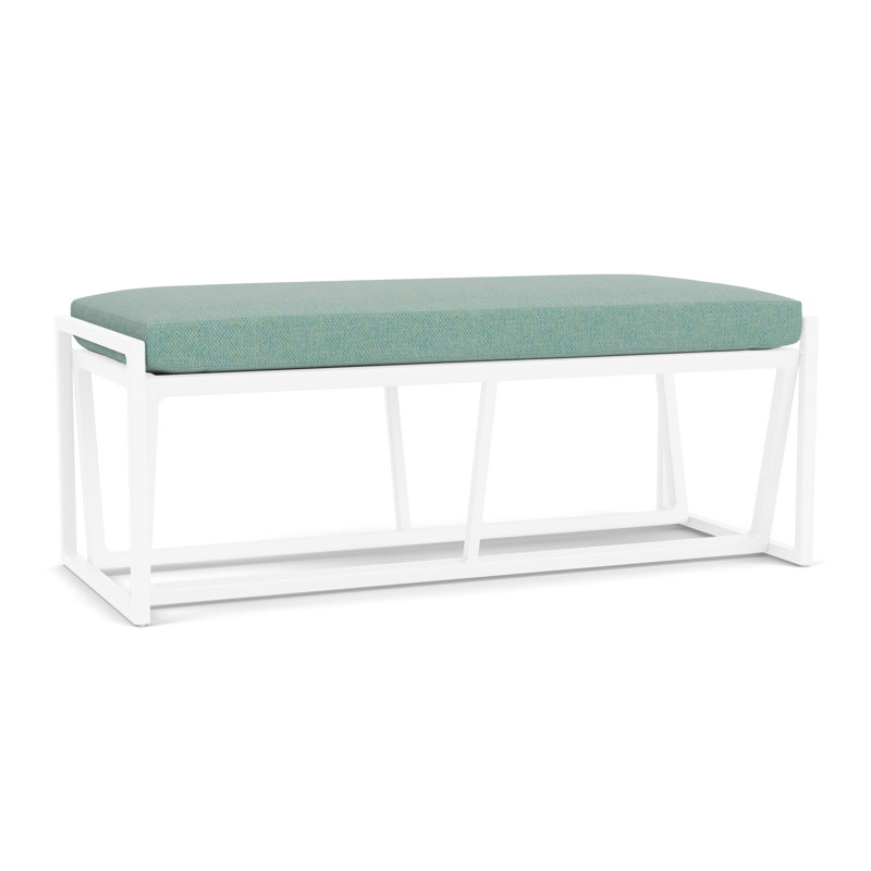 Summit Outdoor Dining Bench, White, Pavian Pool
