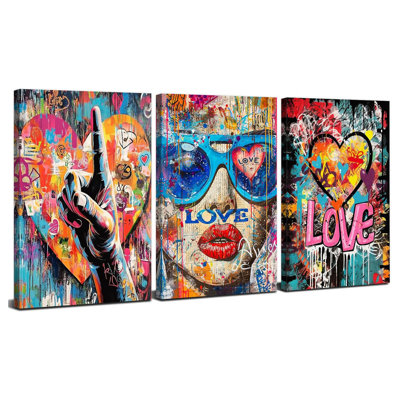 Banksy, art mural, graffiti, pop art, images de rue pour chambre à coucher, salon, décoration murale, mode, femmes, peintures, impressions sur toile, abstrait, signe d'amour, affiches, œuvre d'art moderne, décoration intérieure, 12 x 16 po, 3 po