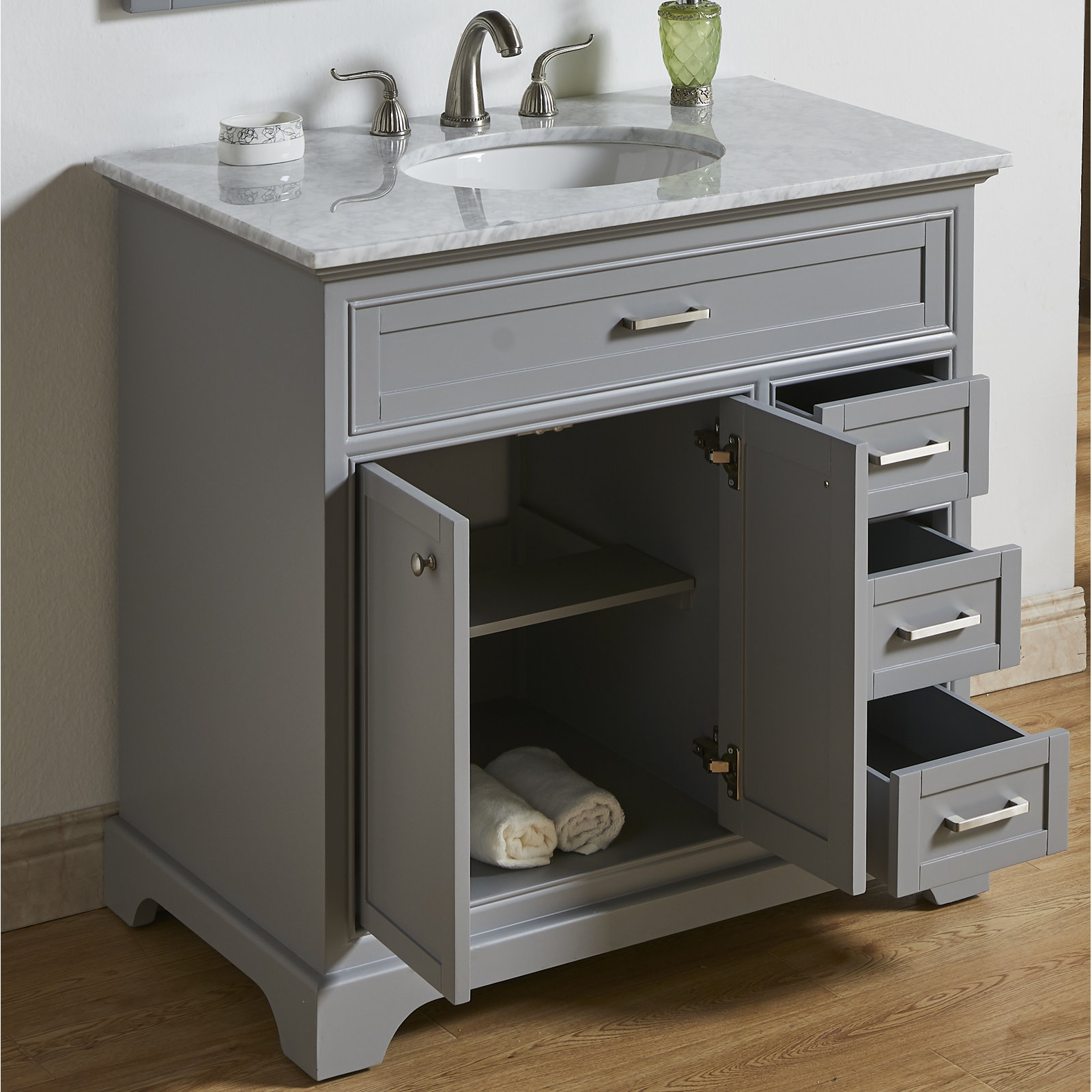 Hermes 36'' Single Bathroom Vanity, Light Gray