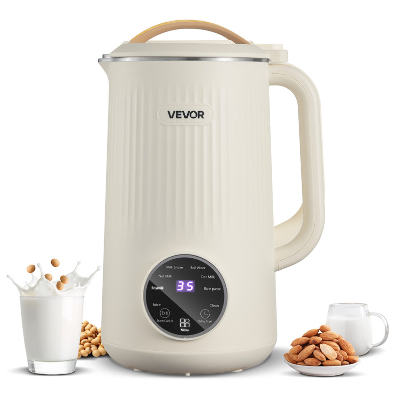 8-in-1 Nut Milk Maker, 34 oz Soy Milk Maker with 180W Blending, for Homemade Oat, Nut, Soy, Juice, Milkshake, Rice Cereal, Plant-Based Beverages with Self-Cleaning, Boil Water, 12-Hour Delay