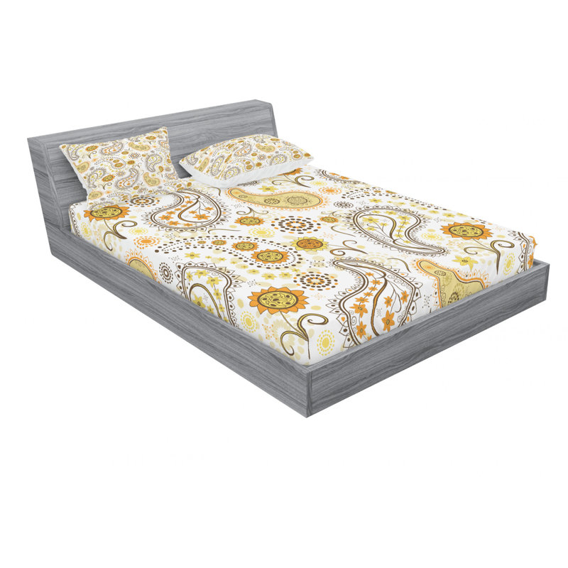 Microfiber Floral Sheet Set, Queen Sheet Set with Fitted Sheet, Flowers Ladybugs Leaves Floral