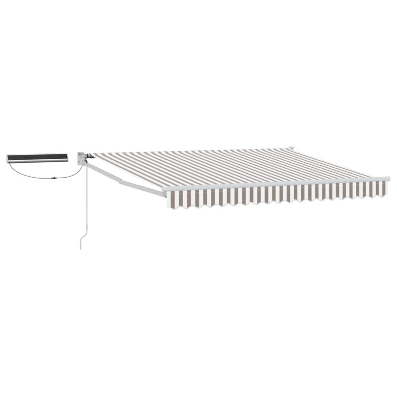VidaXL Polyester Cover Retractable Patio Awning, Sand/White, 165" H x 250" W x 200" D, Solid Color