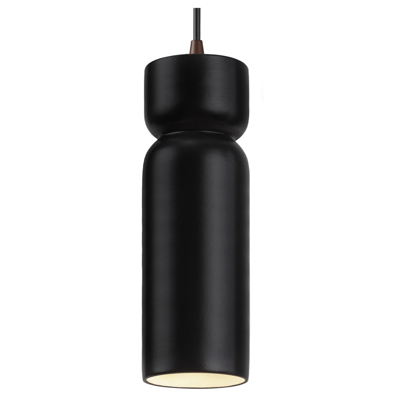 Luminaire suspendu simple en forme de sablier Breeona, Noir mat carbone, Bronze foncé