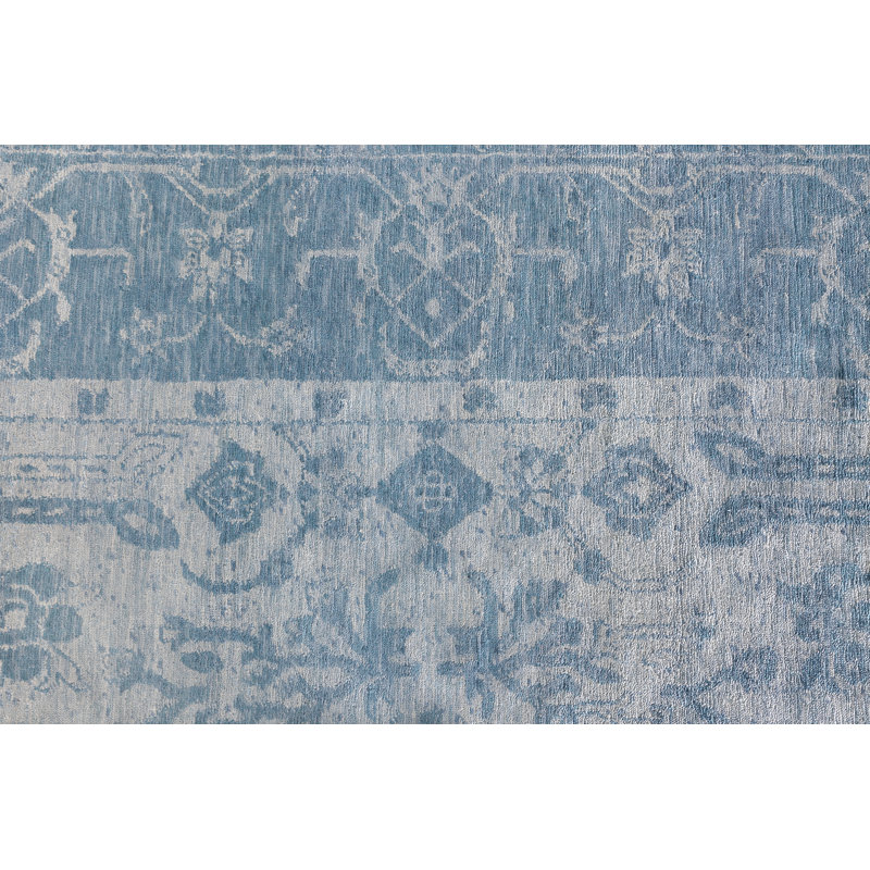 Antique'd Oriental Area Rug in Blue, Rectangle 10' x 14'
