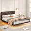 Cadre de lit flottant avec lumière DEL, lit plateforme en cuir Pu moderne, aucun sommier requis, assemblage facile, grand-297553056-297553059