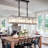 6-Light Matte Black Crystal Linear Chandelier/Dimmable Kitchen Island Pendant