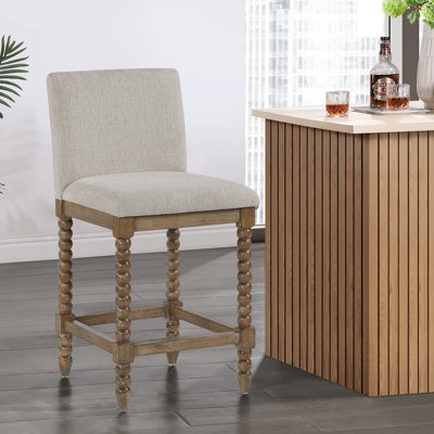 Tamami 26" High Modern Farmhouse Turned Leg Beaded Counter Stool