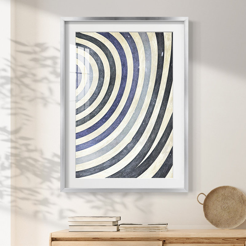 Anneaux d'abstrait I - impression encadrée, H 25,5 po x l 17,5 po, Argent argent