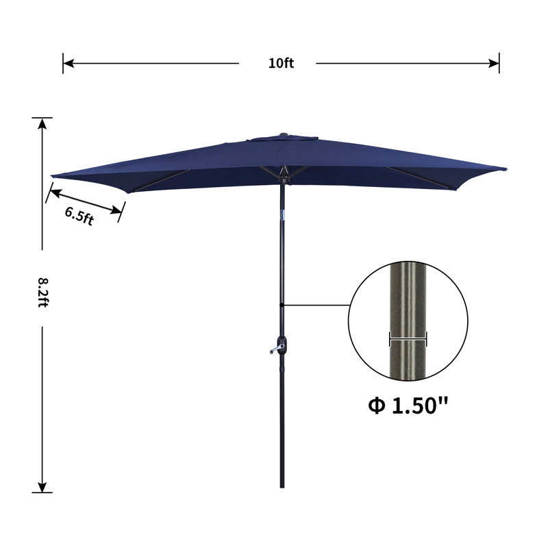 Parasol de marché rectangulaire 10 pi x 6 pi 6 po Lasky, Bleu foncé