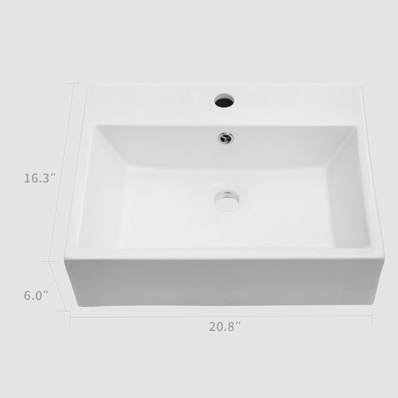 Go Peak Track 16.3 " Ceramic Rectangular Bathroom Sink and Overflow Hole