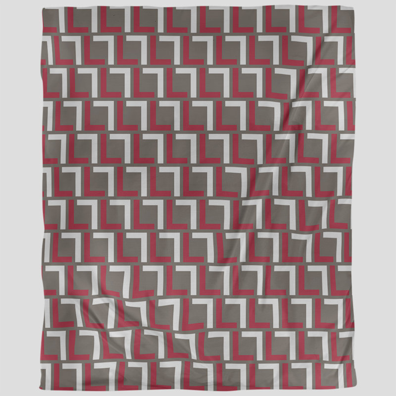 Geometric Shapes Duvet Cover, Red/White/Pewter, Twin Duvet Cover, Microfiber