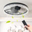 20" Decorative LED Ceiling Fan Light – Modern Flush Mount With Acrylic Ring, Hidden Blades, Remote Control, And Dimmable Light For Stylish Homes (Black)
