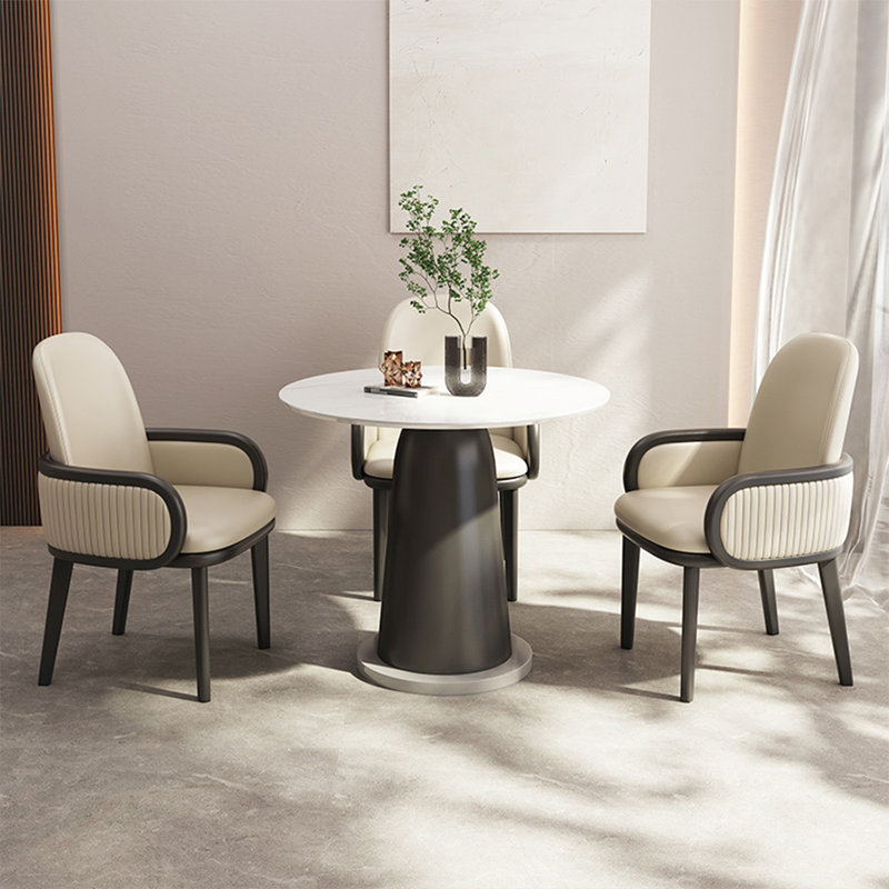 Chaise avec accoudoirs à dossier uni beige (ensemble de 2)