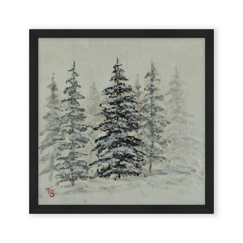 Nature Inspired "Serene Grove" Canvas Wall Art By , 12" H x 12" W, Framed Matted Print, Beige