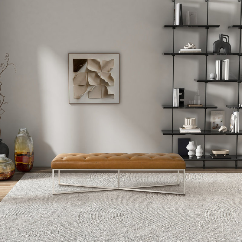 Banc en cuir véritable brun clair Harper