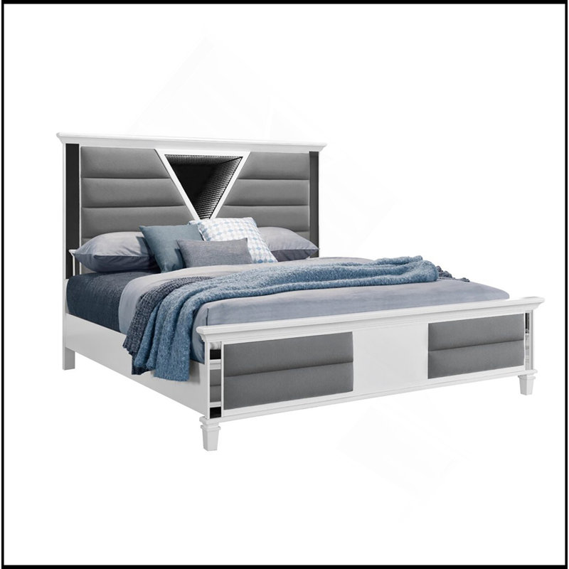 WHITE BED WITH LED, King