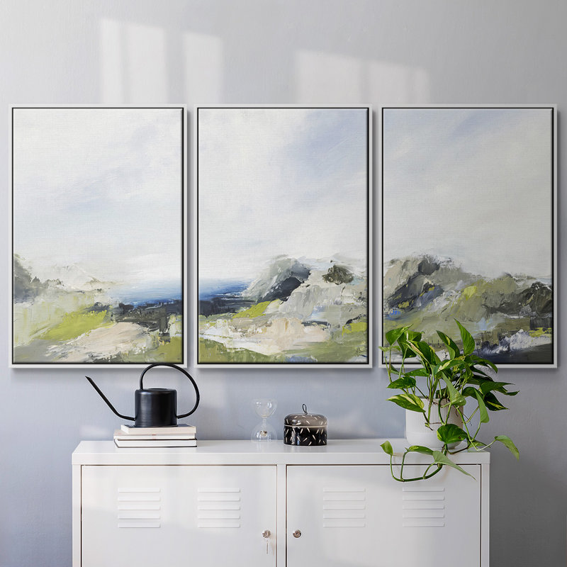 La Terre chante 3 pièces, H 40 po x l 78 po x P 2 po, Blanc