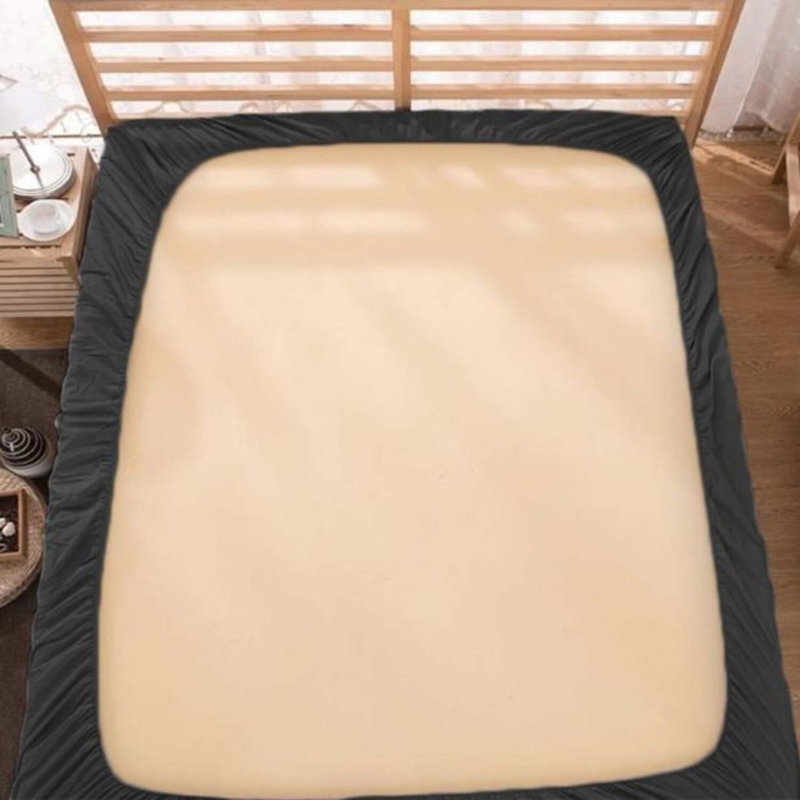 400TC Sateen Solid Cotton Fitted Sheet Fits Upto 20" Deep Pocket, Queen Fitted Sheet, Black