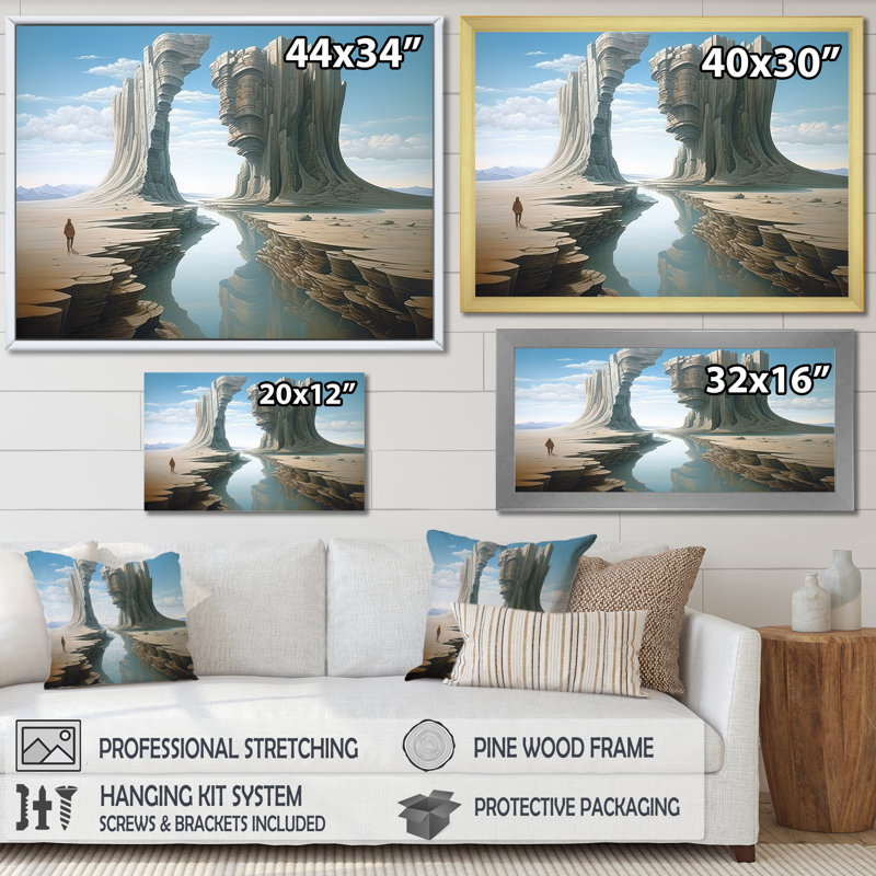 «Mind-Blowing», art mural surréalisme, H 30 po x l 40 po x P 1,5 po, Cadre d'angle fermé doré