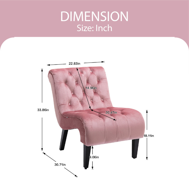Guendalina Velvet Accent Chair, Pink Velvet