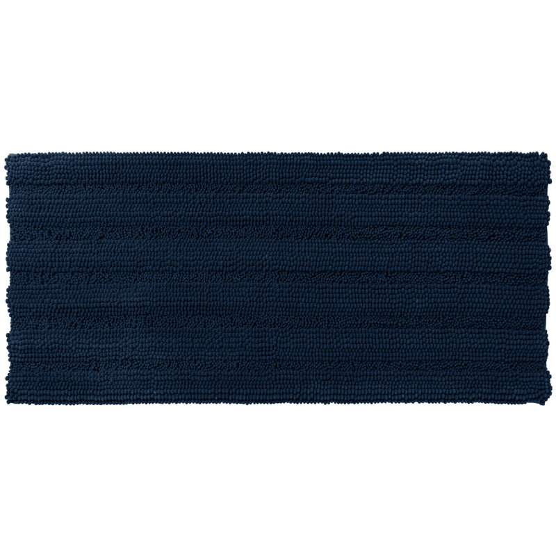 Tapis pour salle de bain en chenille douce Chenault, l 16 po x L 24 po, Bleu marine