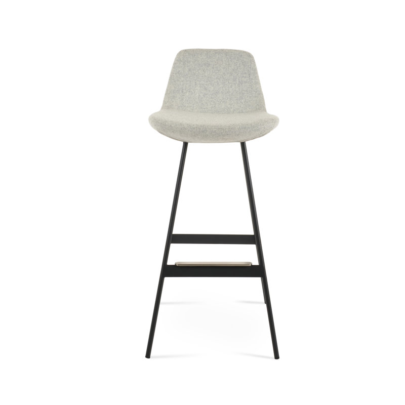 Tabouret Pera Balat, Noir, Laine argentée, Tabouret de bar (siège d'une hauteur de 29 po)