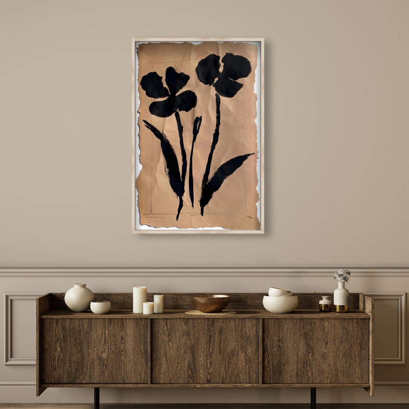 Oliver Gal Artistry in Bloom I Abstract Floral - Luxury Shadowbox Framed Wall Art, 38" H x 26" W, Cream