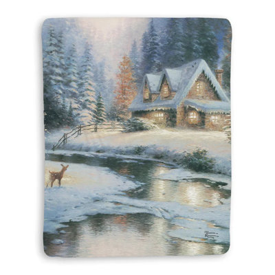 Jeté en sherpa Thomas Kinkade Deer Creek Cottage