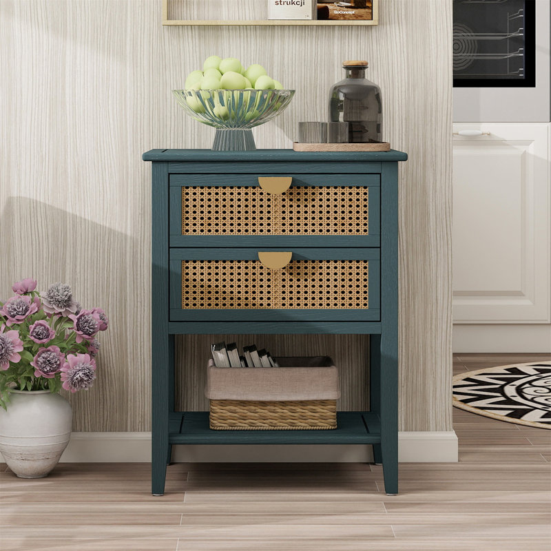 Table d'appoint 2 tiroirs, Vert