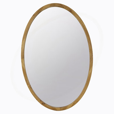 24" x 36" Oval Wall Mirror with Wood Frame, Farmhouse Wood Mirror for Bathroom Entryway Console Lean Against Wall