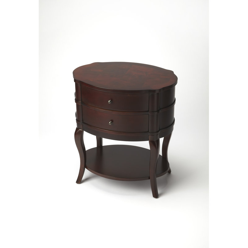 Jarvis Oval 2-Drawer Side Table, Plantation Cherry