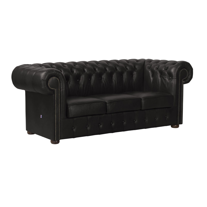 Tayjah Genuine Leather Sofa, 3, Black