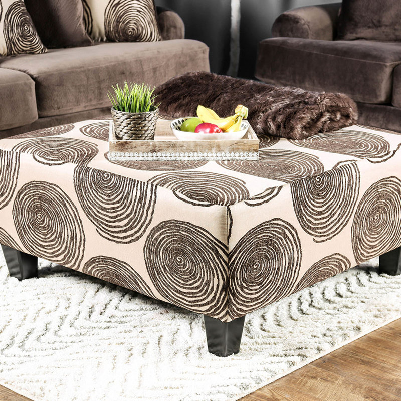 Repose-pieds carré de style transitionnel, Brun