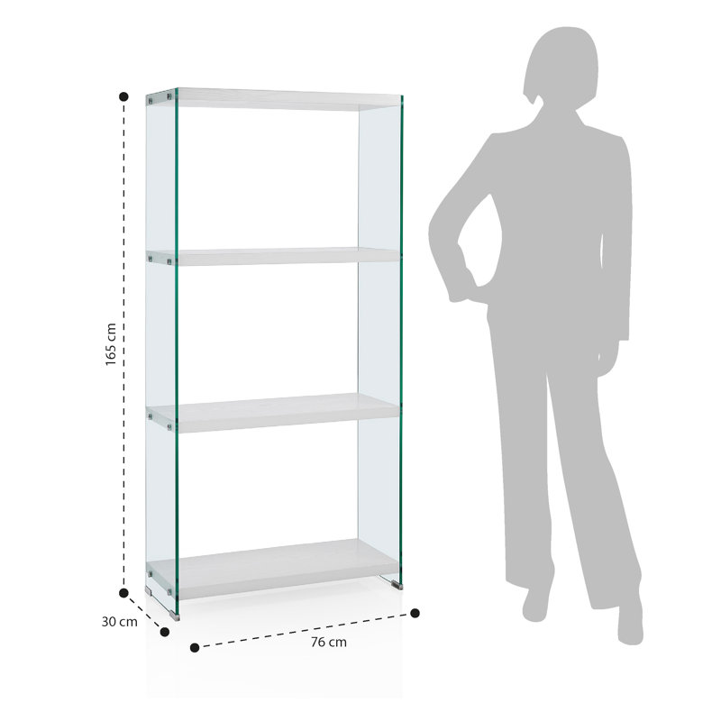 Sifert Glass Shelving Unit, 165cm H x 76cm W x 30cm D