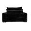 Chaise longue moderne transitionnelle en velours côtelé géant noir, 2 porte-gobelets, portos, pieds à profil bas et coussins élégants décontractés avec une teinte chaleureuse en bois