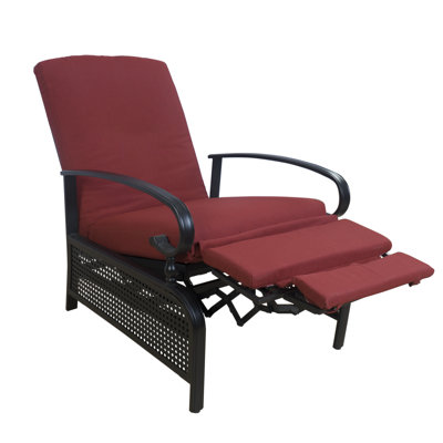 Kozyard Adjustable Outdoor Reclining Lounge Chair, Cushioned Patio Chaise Lounge with Extendable Metal Frame for Sunbathing, Reading & Relaxing – Comfortable Outdoor Recliner(Burgundy)